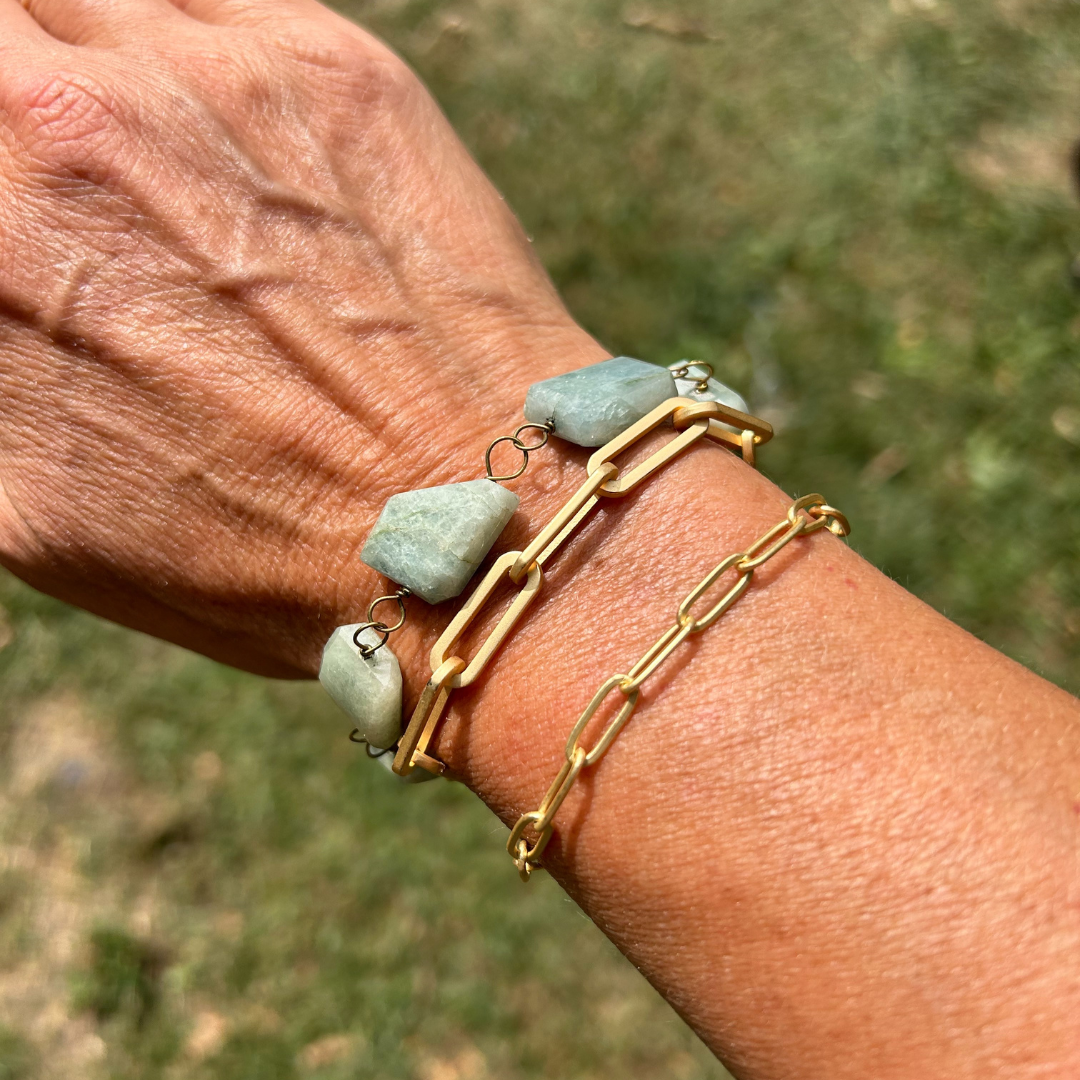 Matte Gold Paperclip Chain Bracelet