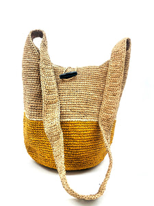 ConCon Two-Tone Straw Crossbody Bag