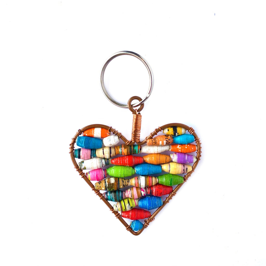 Heart Paper Bead Keychain