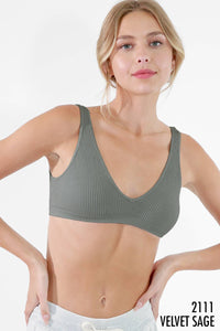 Ribbed Bra with Clasp ~ velvet sage