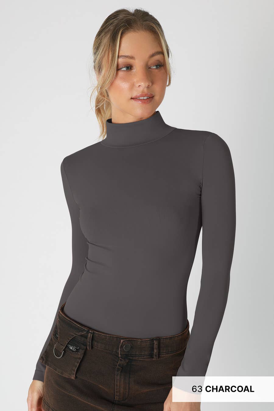 Long Sleeve Mock Neck Top ~ Black