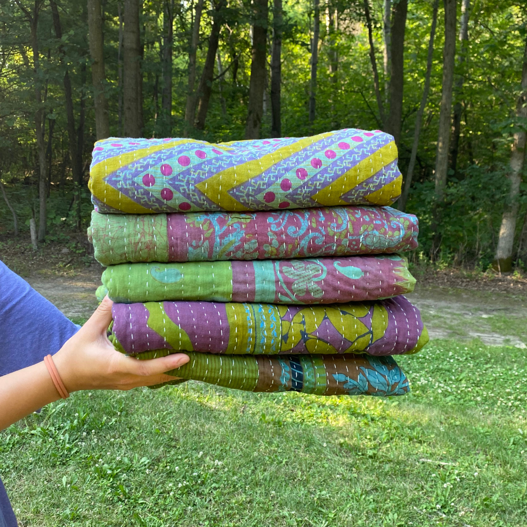 Over-Dyed Kantha Throw Blanket / Quilt