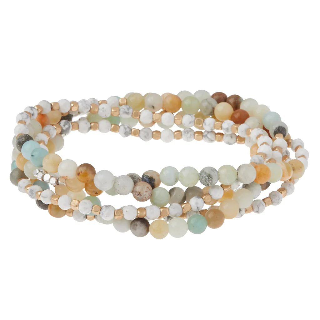 Stone Duo Wrap Bracelet / Necklace with Matching Pin