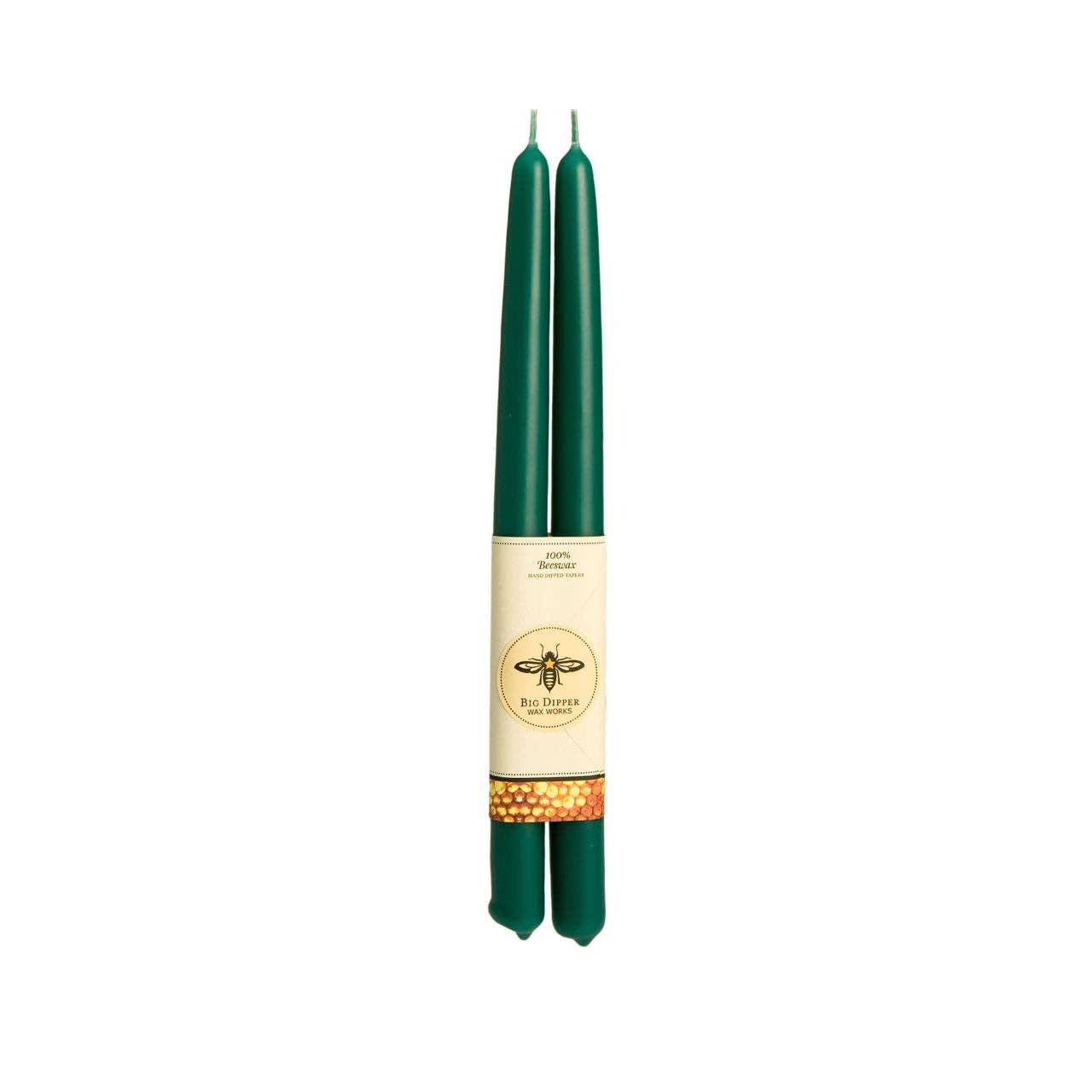 100% Pure Beeswax Tapers: Forest Green