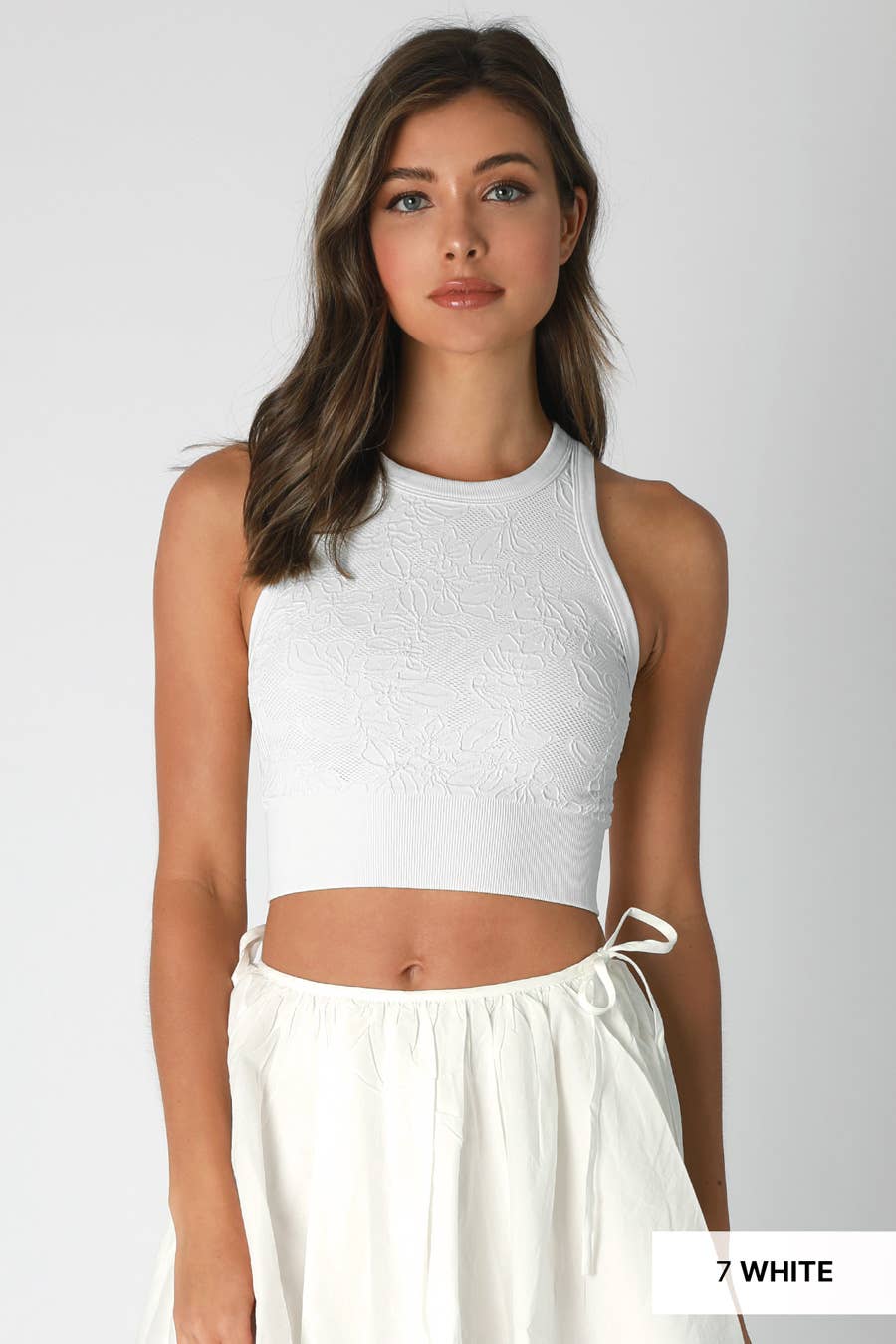 Lace High Neck Crop Top ~ black