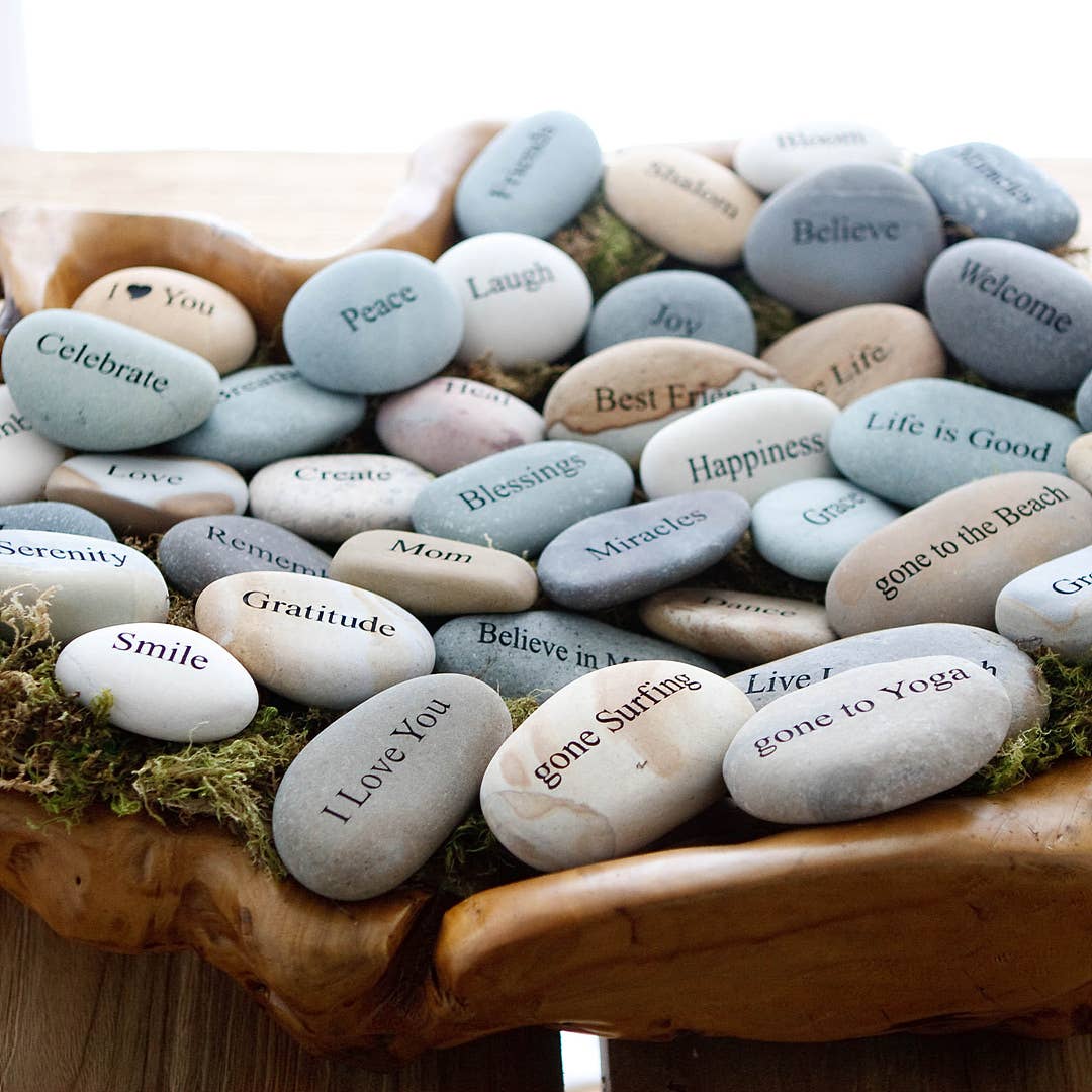 Inspired Pocket Stones - Engraved with Words & Symbols