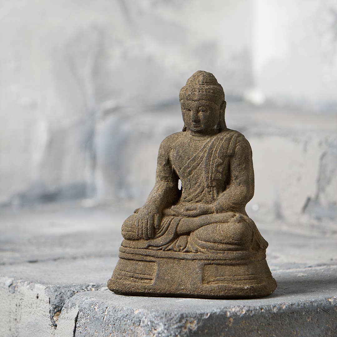 Small Sitting Buddha 8"H - Volcanic Ash