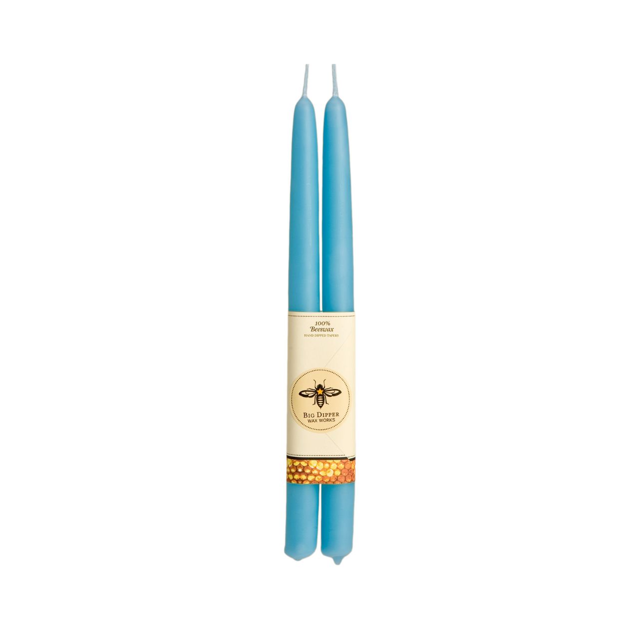 100% Pure Beeswax Tapers: Teal