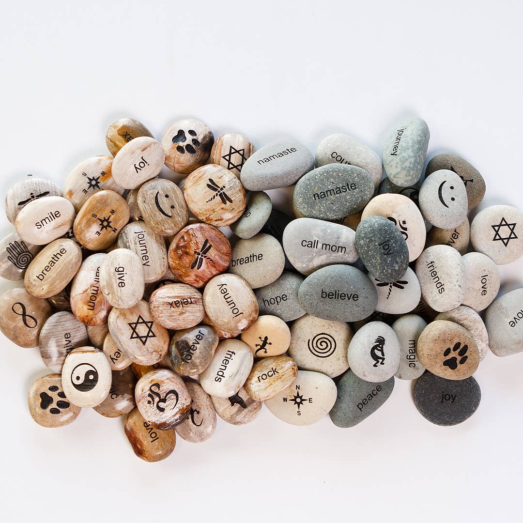 Inspired Pocket Stones - Engraved with Words & Symbols