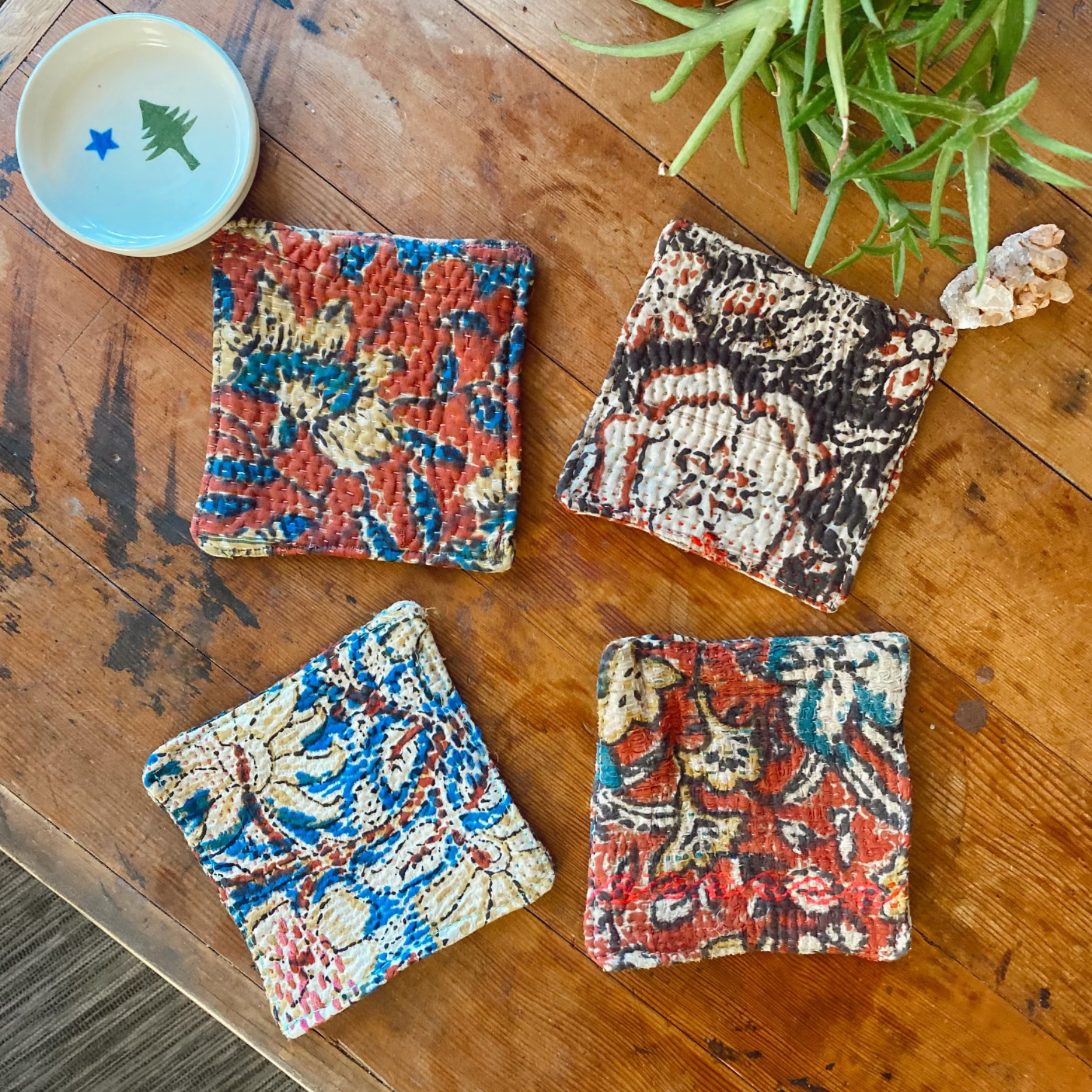 Hand-Dyed Kantha Coasters