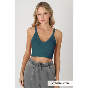 Vintage Ribbed V-Neck Bra Top