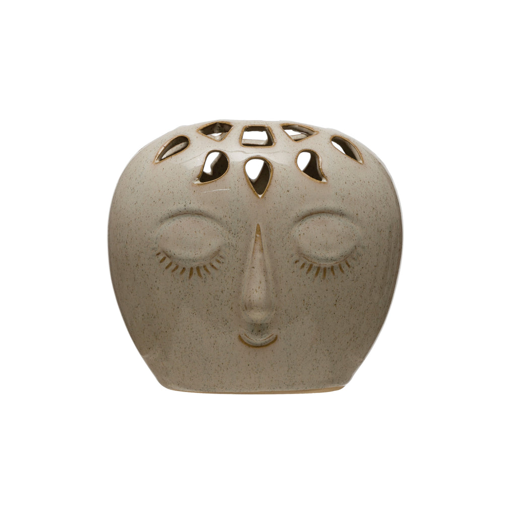 Stoneware Vase with Closed Eyes