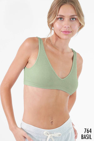 Ribbed Bra with Clasp ~ velvet sage