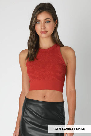 Lace High Neck Crop Top ~ black