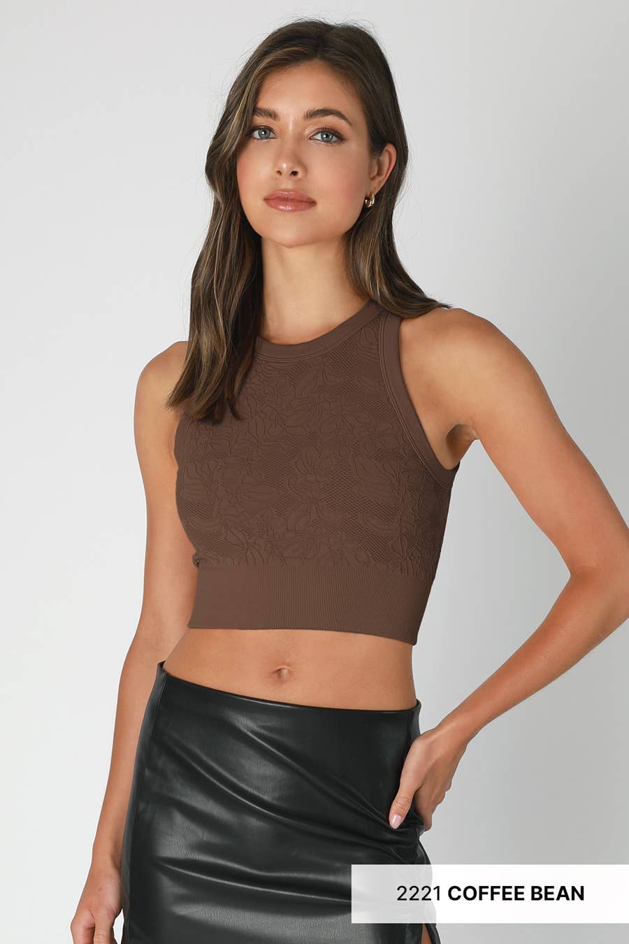 Lace High Neck Crop Top ~ black