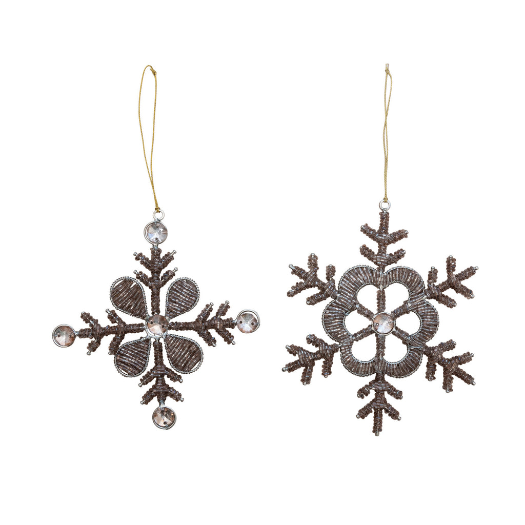 Glass Beaded Snowflake Ornament
