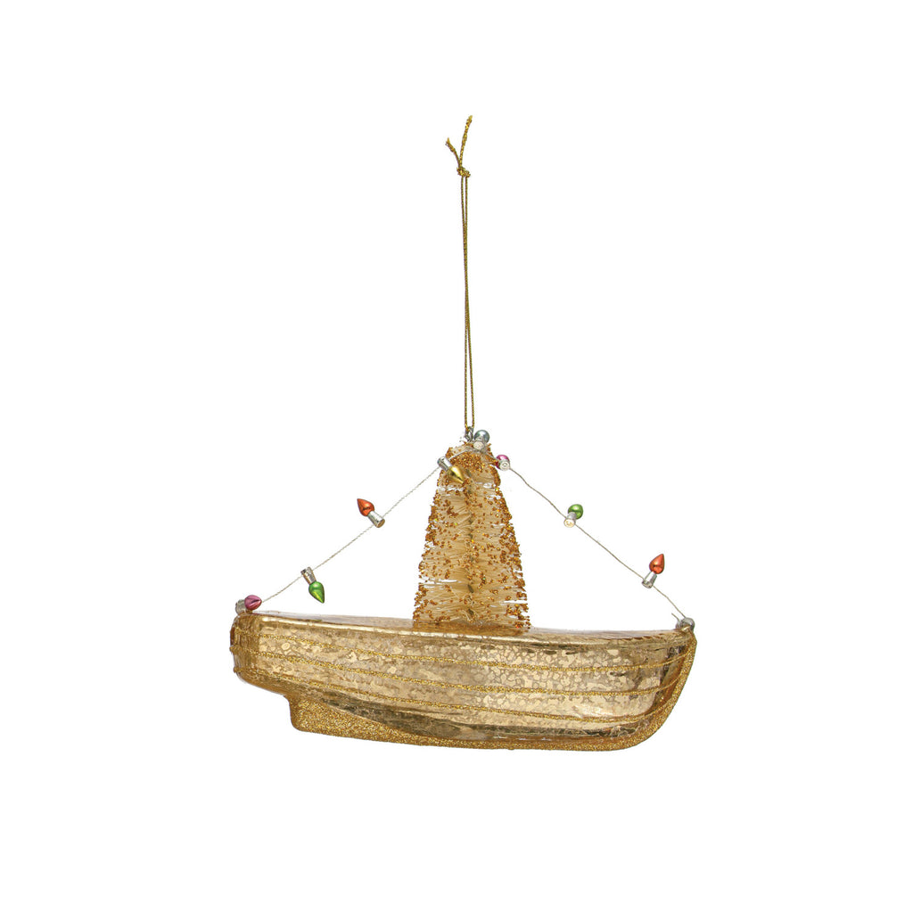 Gold Boat Ornament