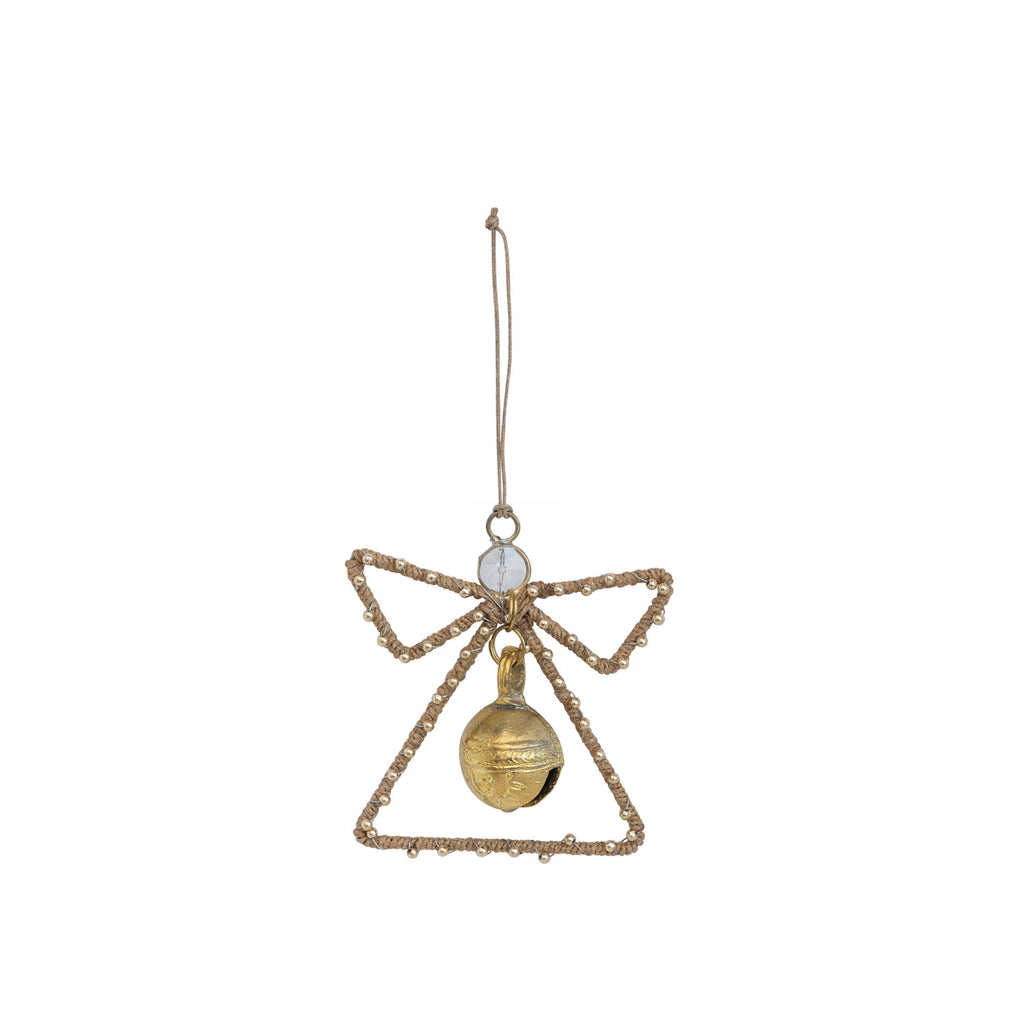 Jute Angel Ornament with Bell
