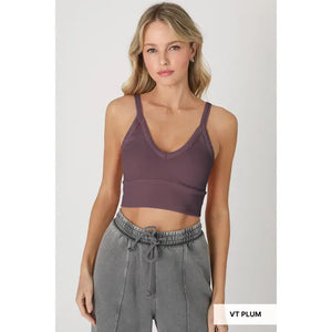 Vintage Ribbed V-Neck Bra Top