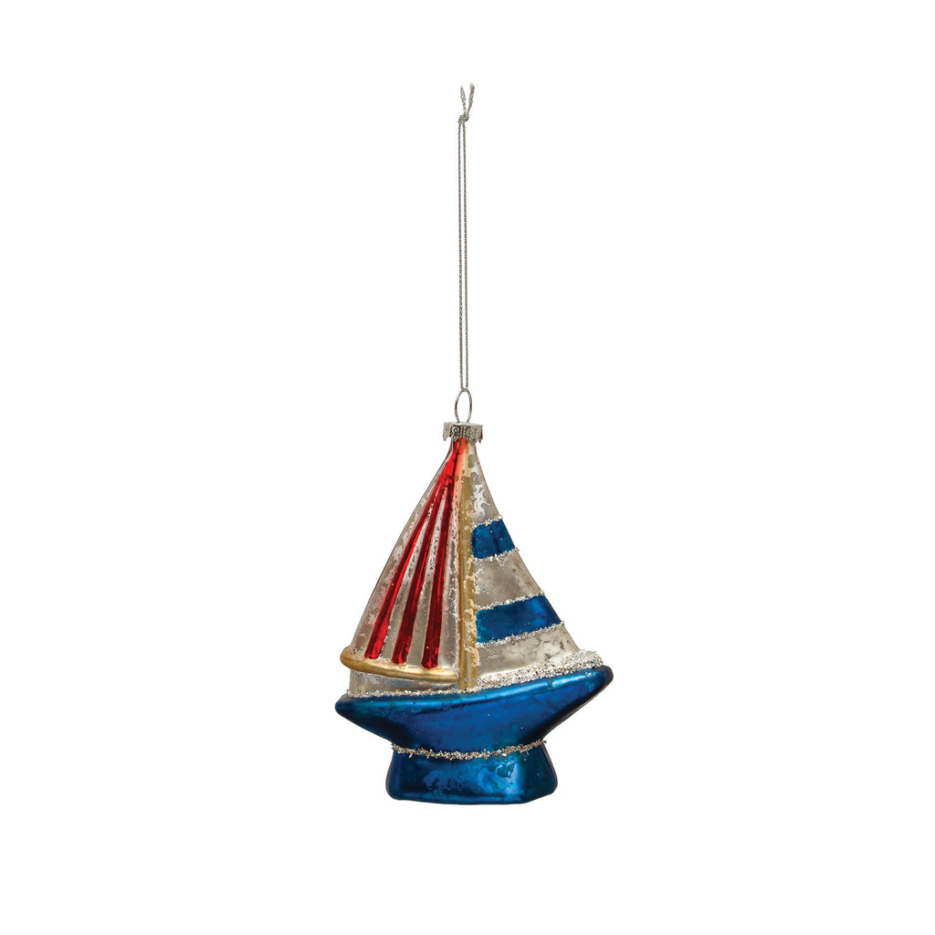 Glass Sailboat Ornament