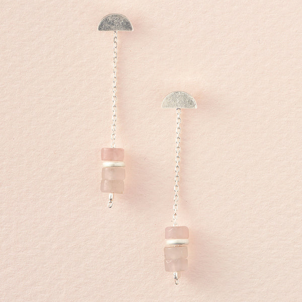 Rose Quartz Drop Earring with Silver