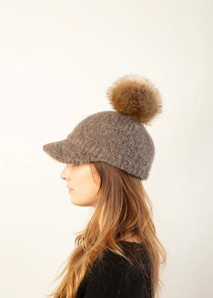 Pom Pom Hat with Brim