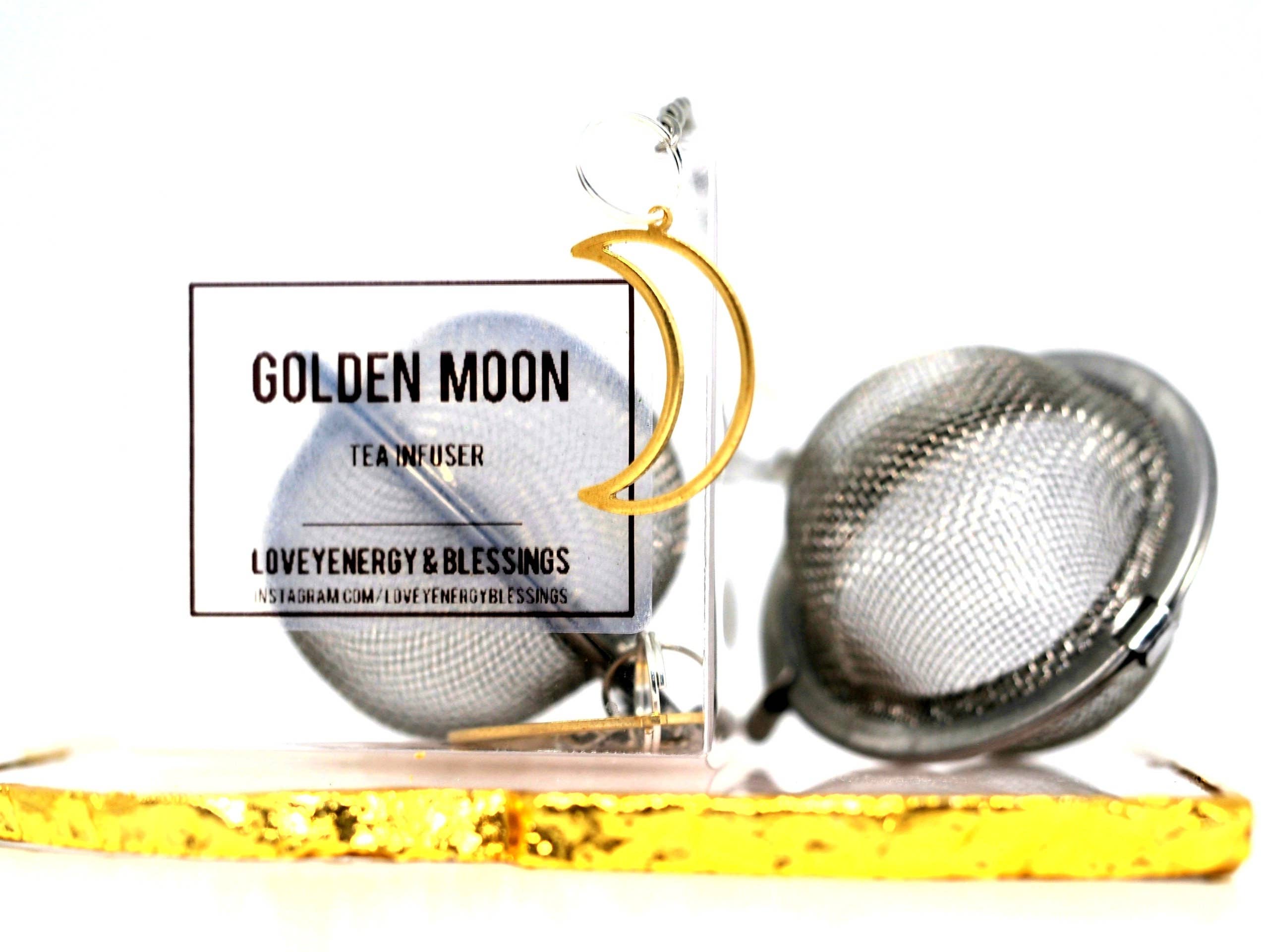 Golden Crescent Moon Tea Infuser, Loose Herb Tea Infuser