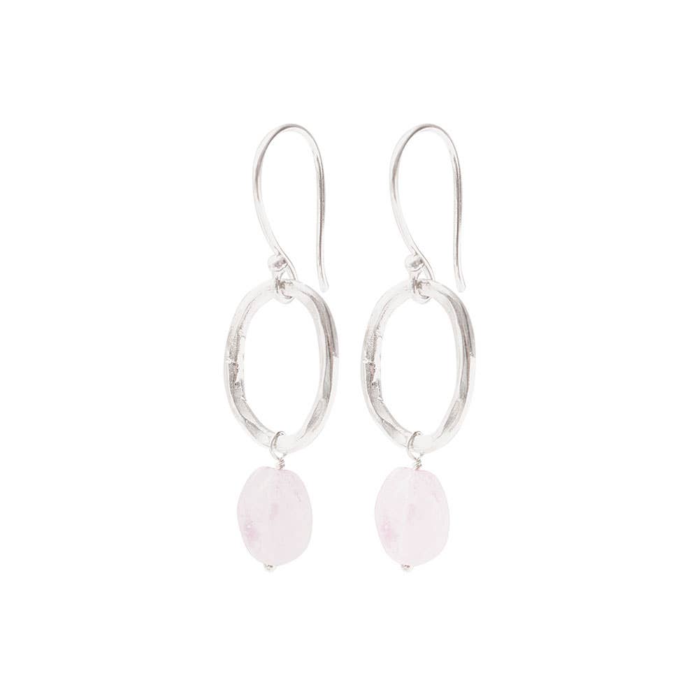 Graceful Rose Quartz Silver Earrings