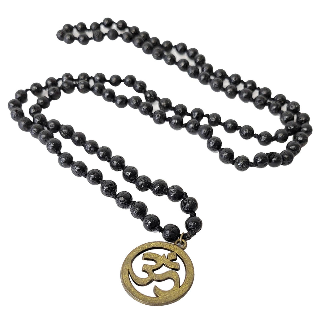 Beaded Lava Necklace with  Om Symbol