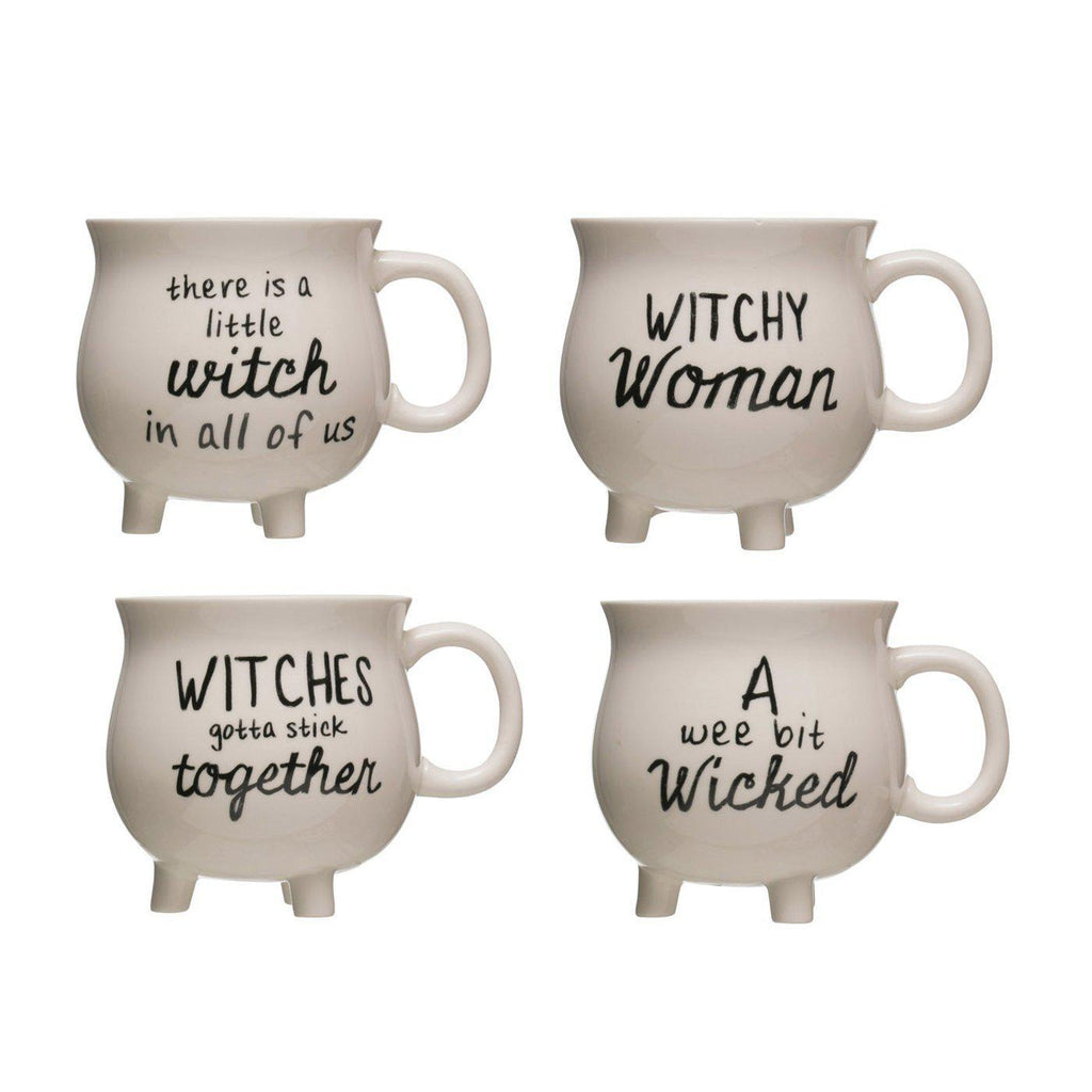 Stoneware Cauldron Witch Mugs