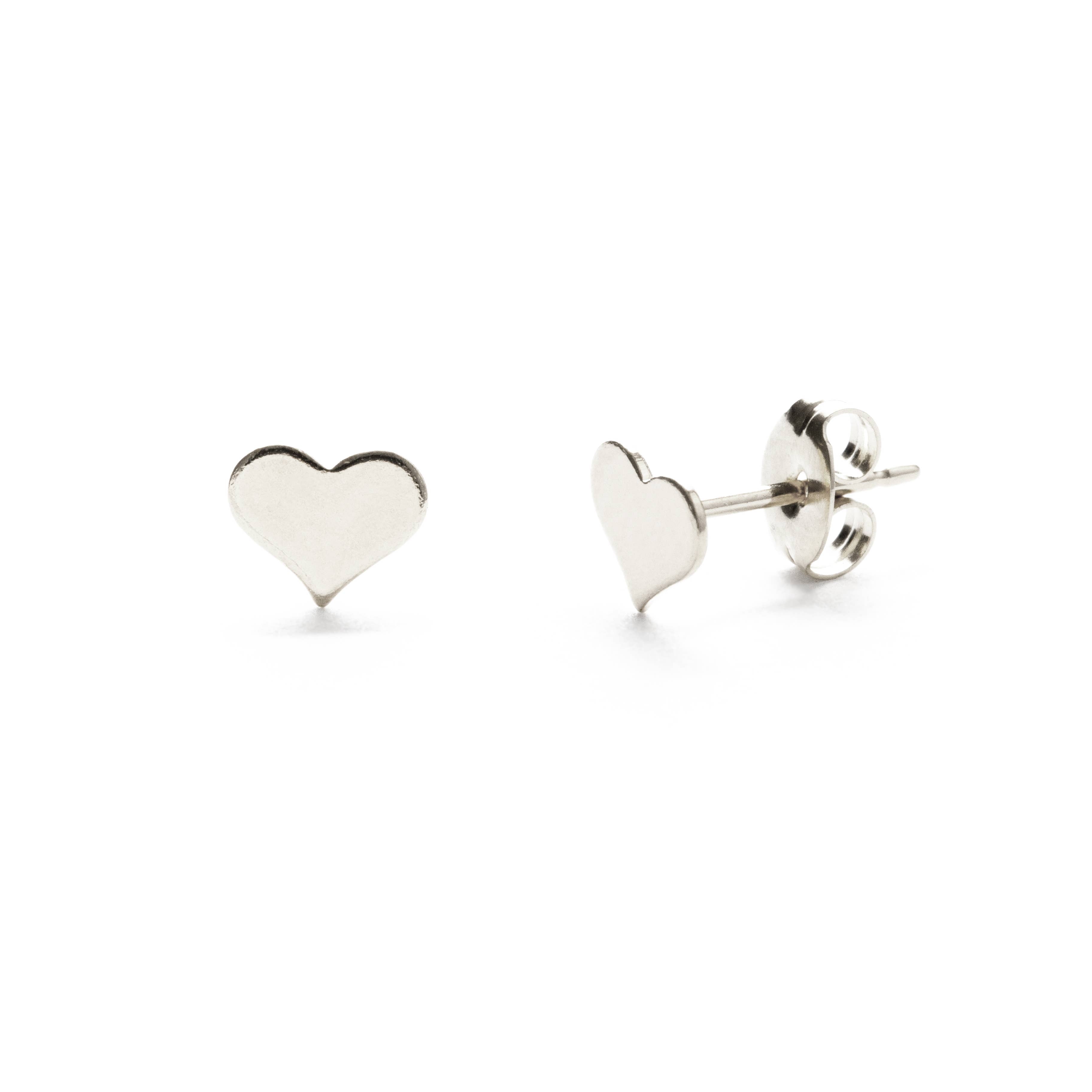 Heart Studs in Silver