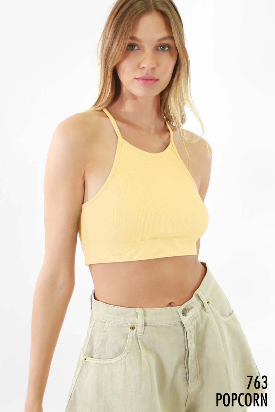 Ribbed High Neck Bra Top