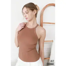 High Neck Ribbed Tank