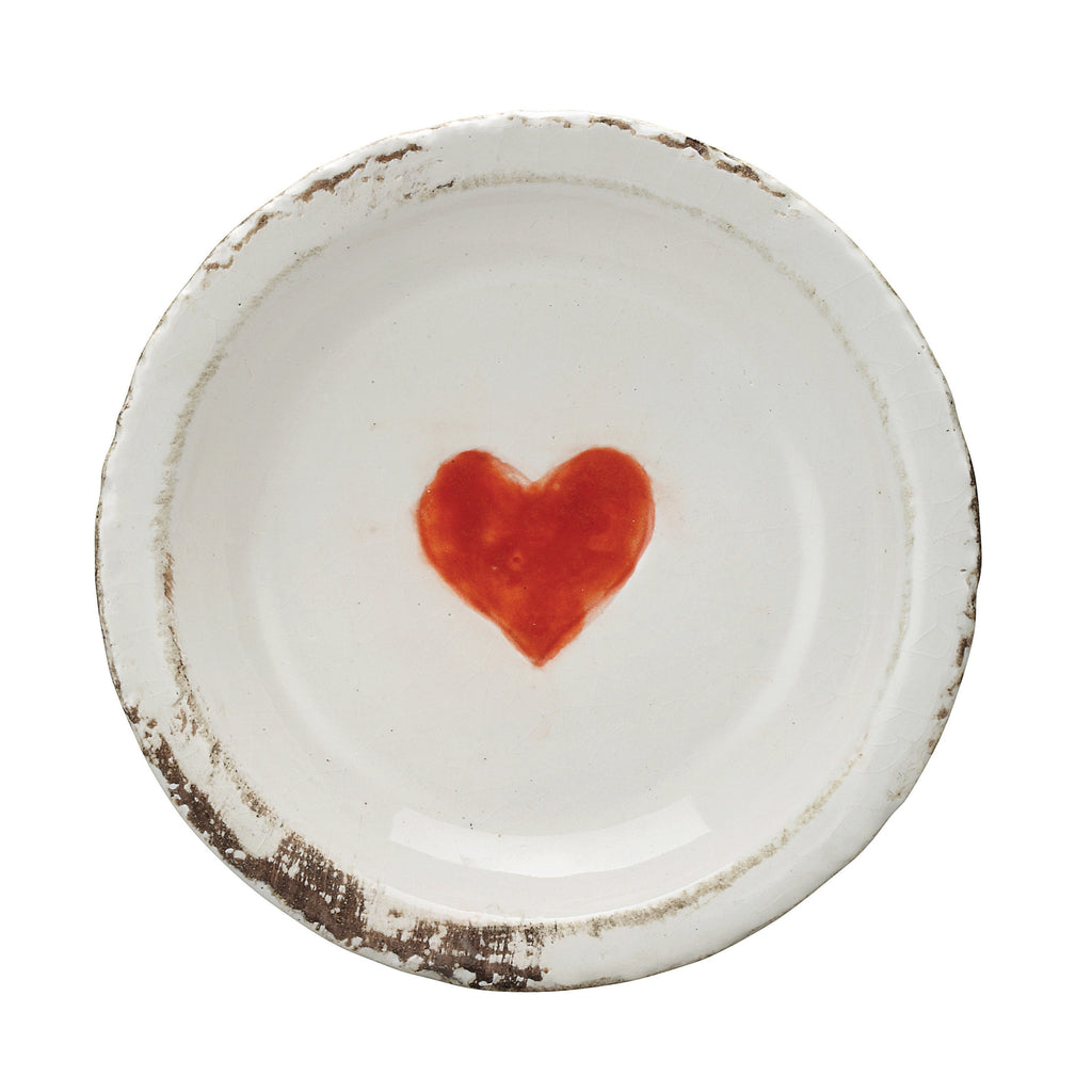 Round Terra Cotta Heart Dish