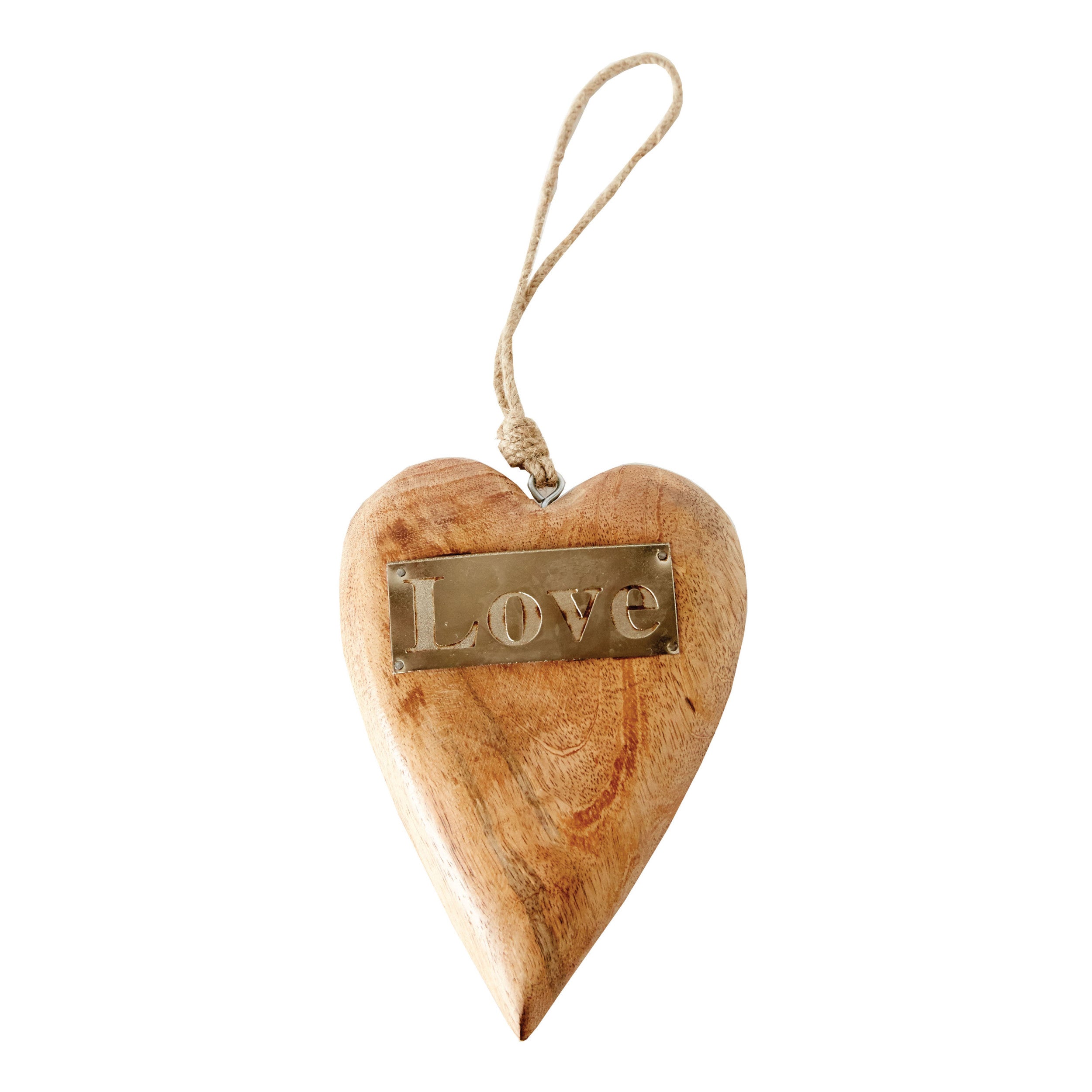 Wood Hanging Heart - "love"