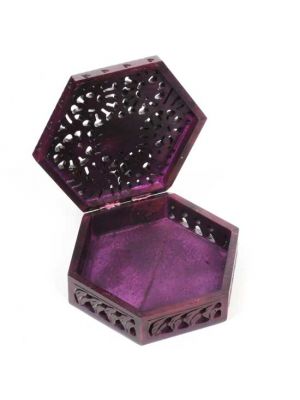 Hand Carved Polished Purple Soap Stone Box