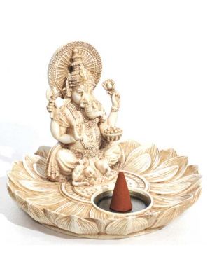 Lotus Ganesha Incense + Cone Burner Antique Ivory